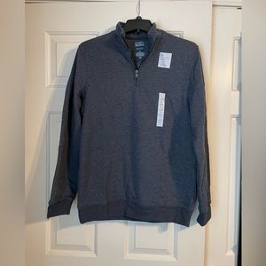 NWT, Men’s CROFT & BARROW Navy Blue Fleece Pullover, Size Small, 1/4 Zip Sweater
